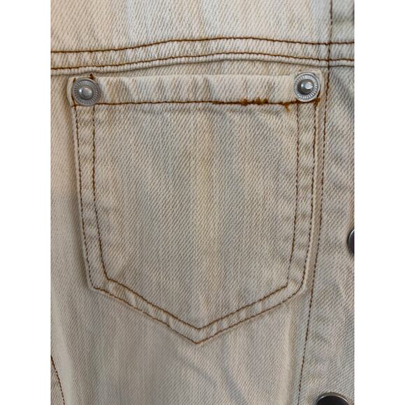 Whiteroom + Cactus Cotton Denim Shirt Dress Beige Snap Button Utility Size M - Picture 9 of 10